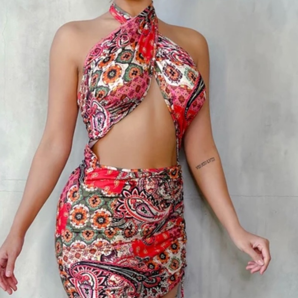 WRAP STYLE MINI DRESS - Picture 4 of 5